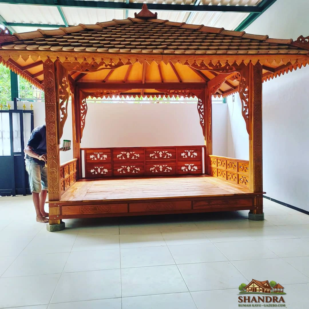 Jasa Pembuatan Gazebo Kayu Jati Premium Shandra Gazebo