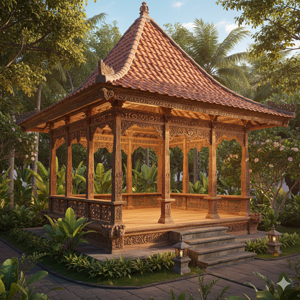 Gazebo Jati Ukir - Gazebo Minimalis Berkualitas